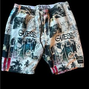 Guess Men's Graphic Multicolor Swim Board Shorts
